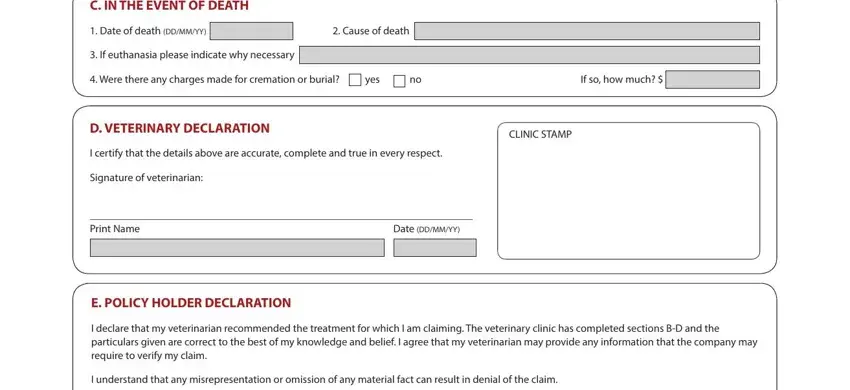 step 3 to entering details in pets best claim form
