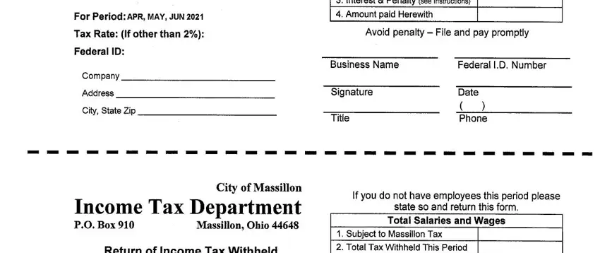 step 3 to entering details in city of massillon income tax forms