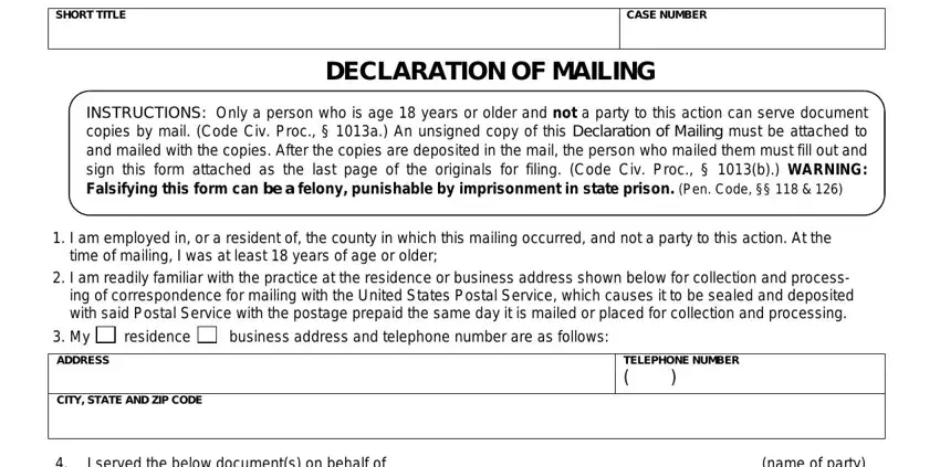 form declaration of mailing online fields to fill out