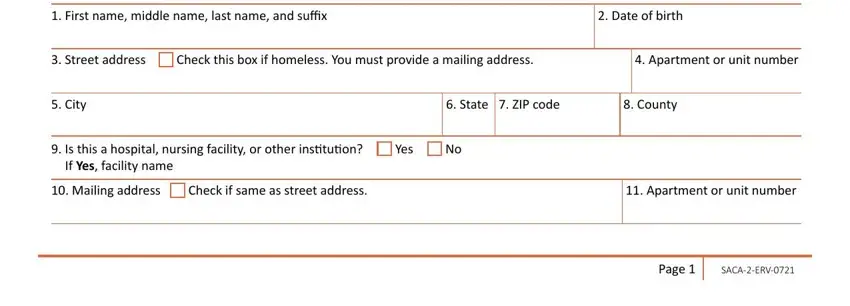 eligibility review form from masshealth First name middle name last name, Street address, Check this box if homeless You, City, State ZIP code County, Is this a hospital nursing, If Yes facility name, Mailing address, Check if same as street address, and Page blanks to insert